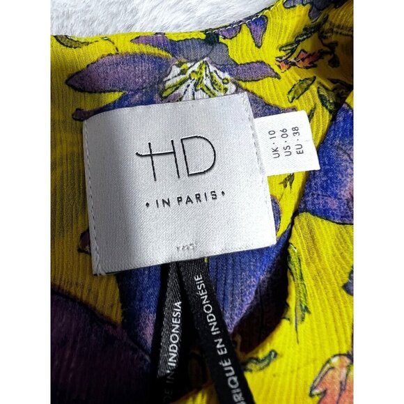 Anthropologie HD in Paris yellow floral ruffle blouse women size 6 - Picture 3 of 5